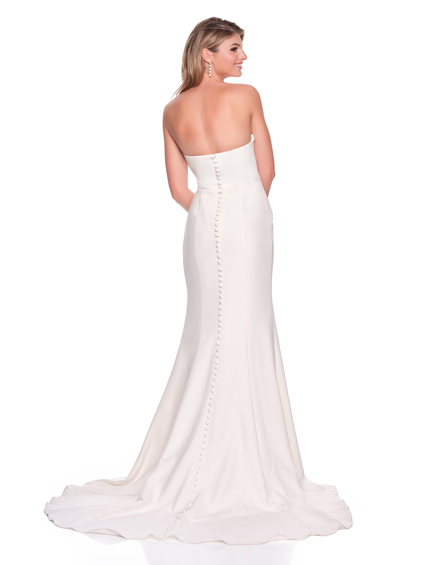 ASYMETRICAL STRAPLESS CREPE BRIDAL GOWN