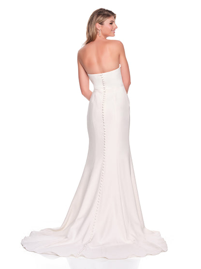 ASYMETRICAL STRAPLESS CREPE BRIDAL GOWN
