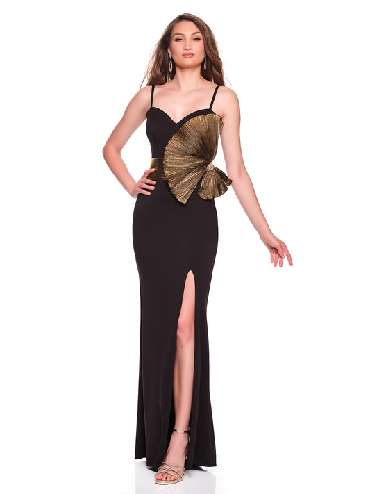 FITTED DRESS WITH FAN WAIST DETAIL