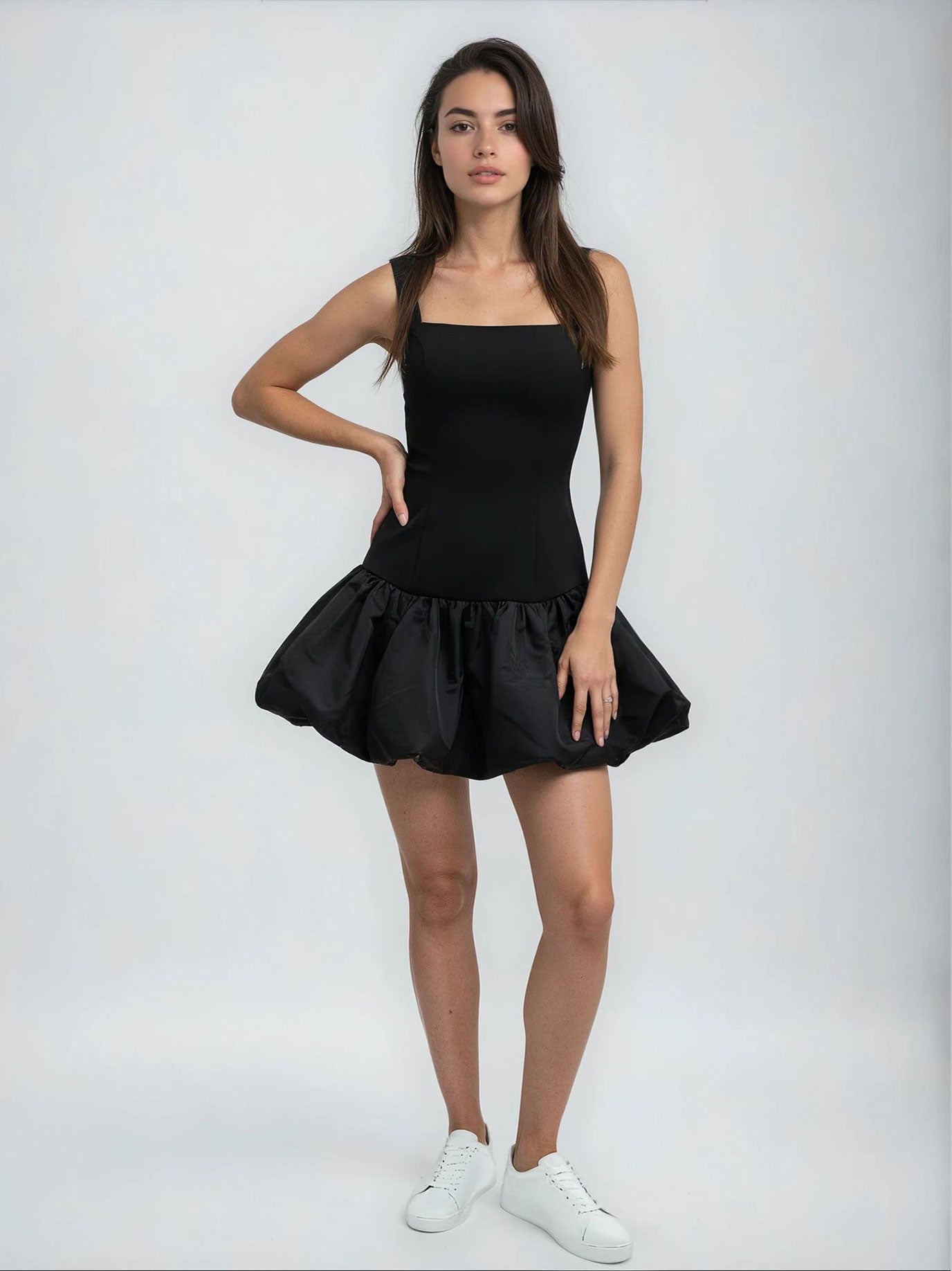 SQUARE NECK SKATER MINI DRESS