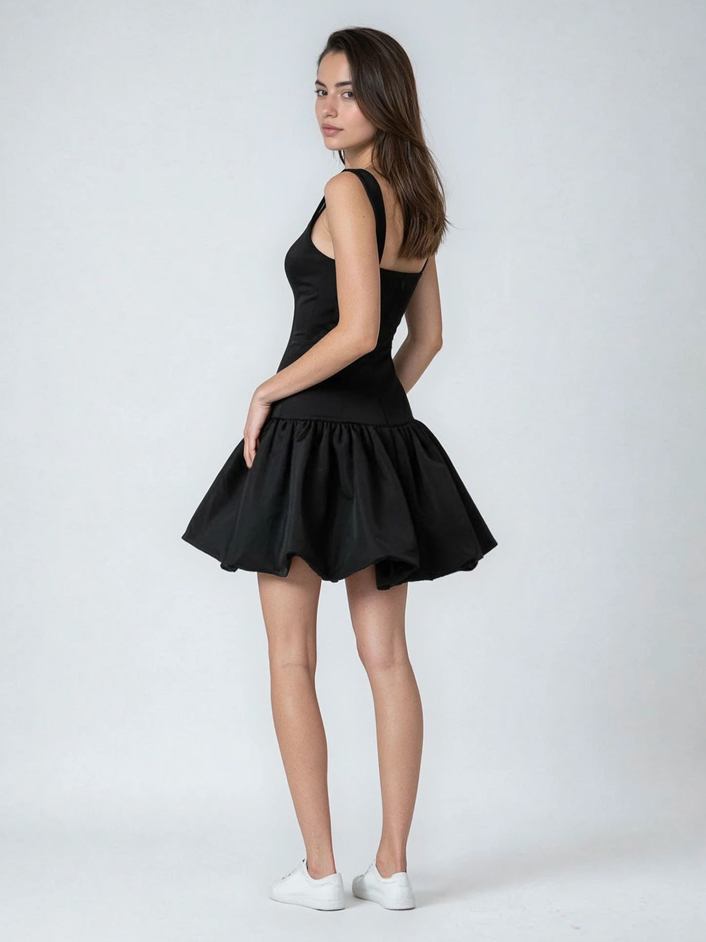 SQUARE NECK SKATER MINI DRESS