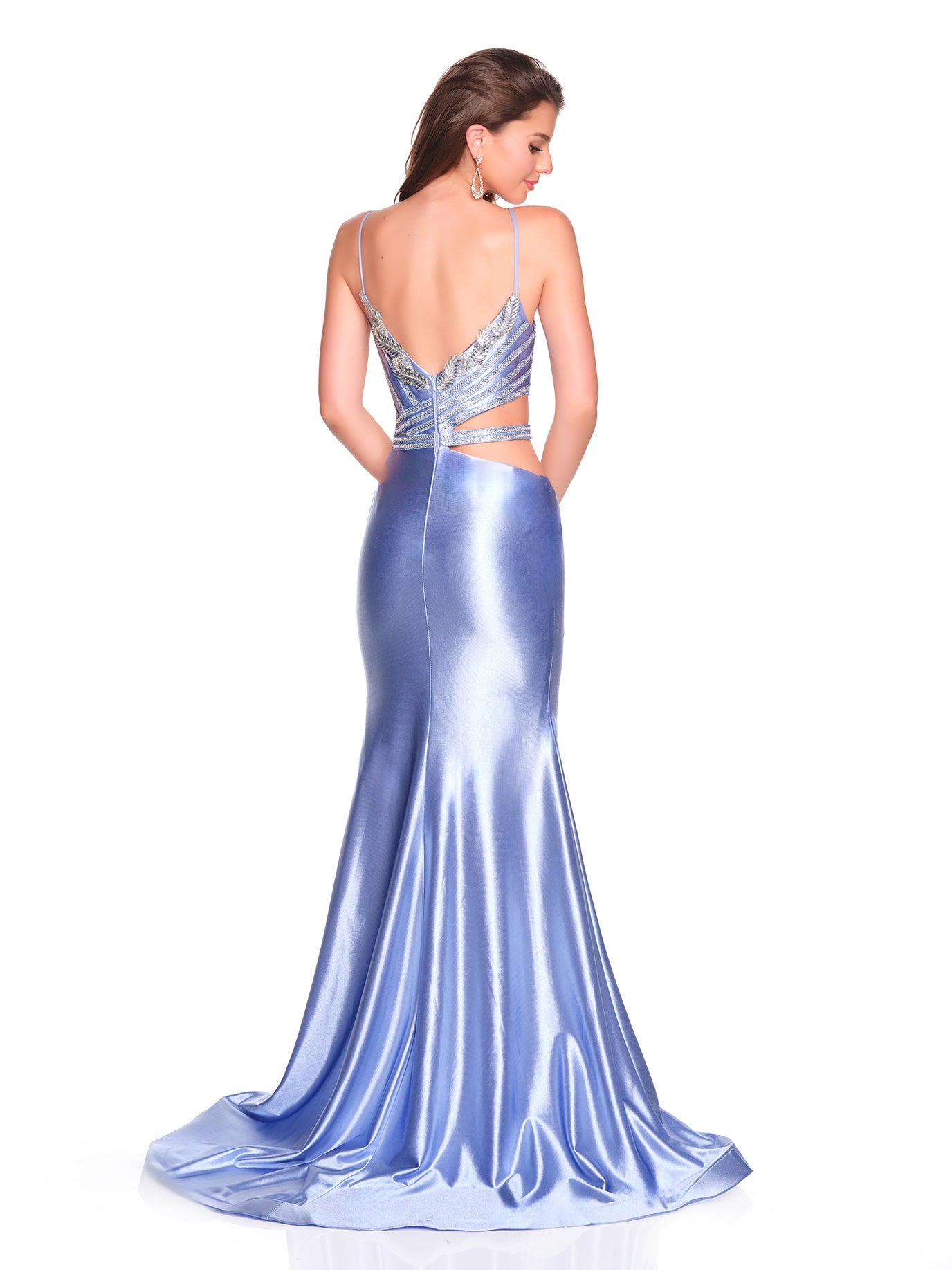 SIDE CUT OUT GOWN WITH STONE ACCENT DESIGN