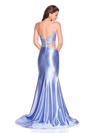 SIDE CUT OUT GOWN WITH STONE ACCENT DESIGN