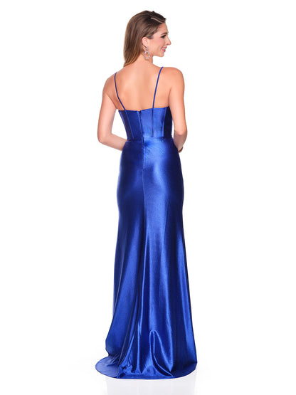 FITTED SHIMMER DRESS WITH FRONT SLIT