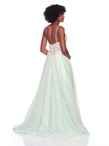 BALLGOWN WITH MULTILAYER COLORED TULLE AN EMBELLISHED TOP