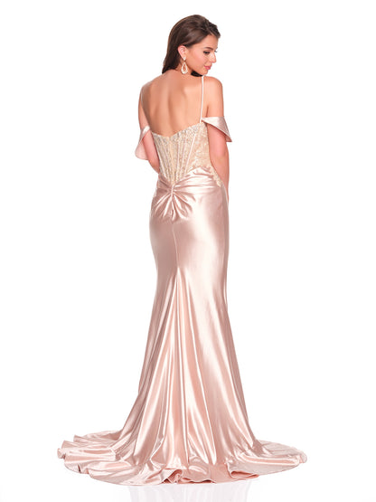 RUFFLE COLD SHOULDER WITH HIGH THIGH SLIT