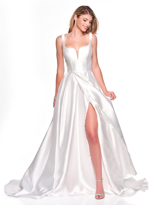 SQUARE NECKLINE BRIDAL DRESS WITH CROSS OVER SLIT DETAIL