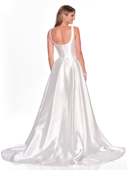 SQUARE NECKLINE BRIDAL DRESS WITH CROSS OVER SLIT DETAIL