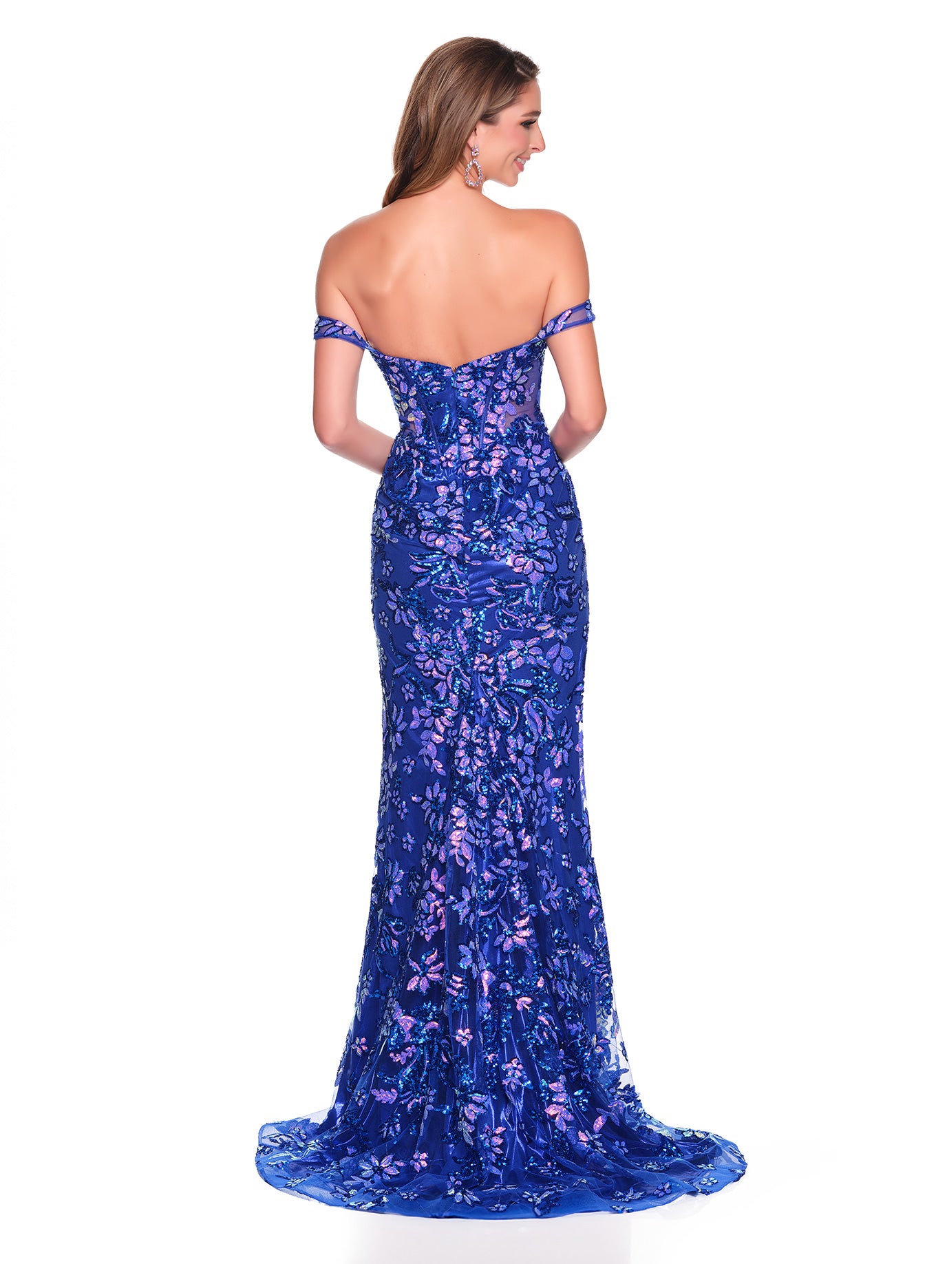 FITTED MESH DRESS WITH SEQUIN FLORAL PATTERN