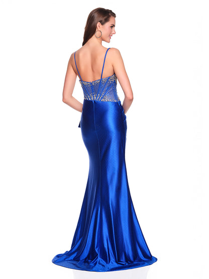 BEADED EMBELLISHED GOWN WITH STONE ACCENTS