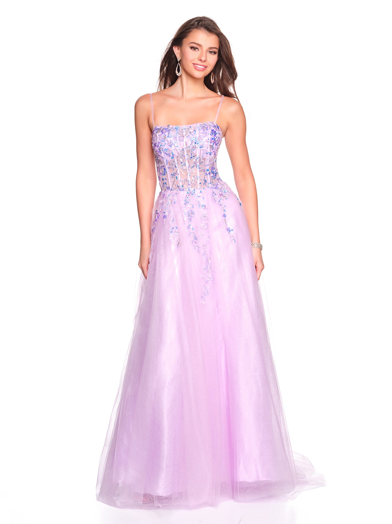 SHIMMER TULLE BALLGOWN WITH SEQUIN APPLIQUE