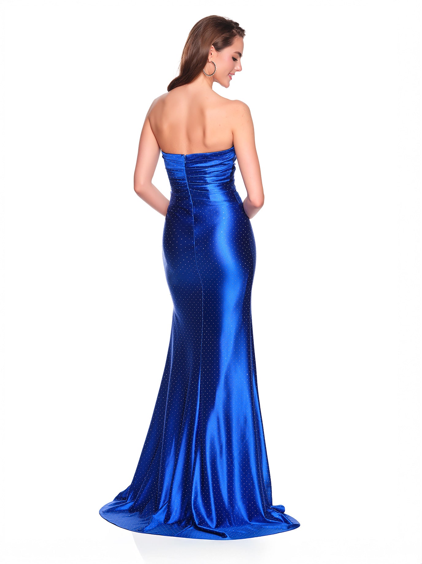 STRAPLESS CHARMEUSE DRESS WITH CUTOUT DETAIL