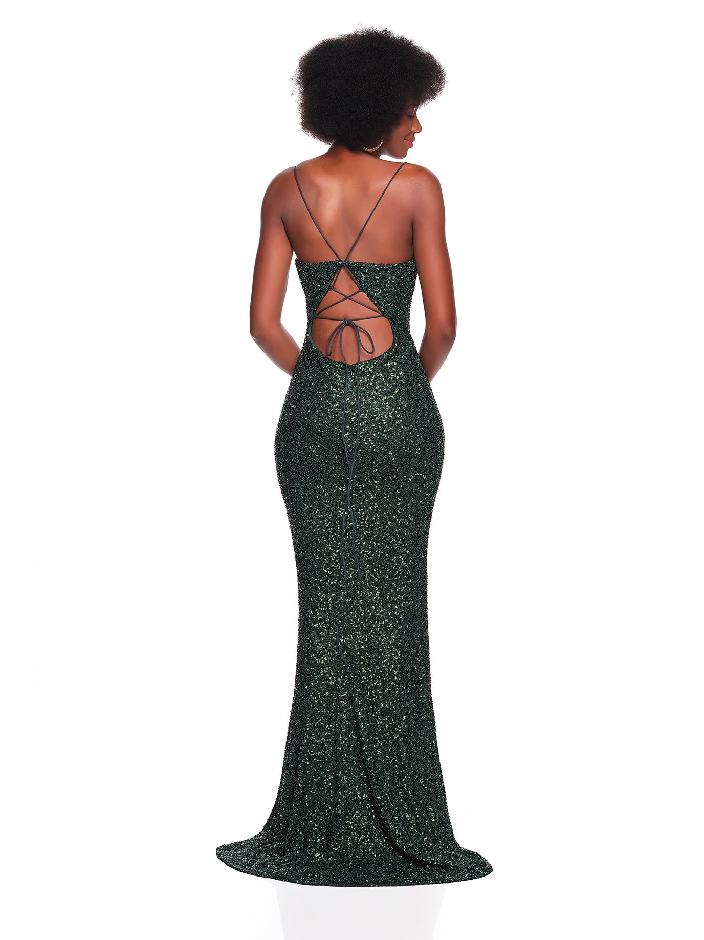 FULLY SEQUIN GOWN WITH CUTOUT KEYHOLE OPENING