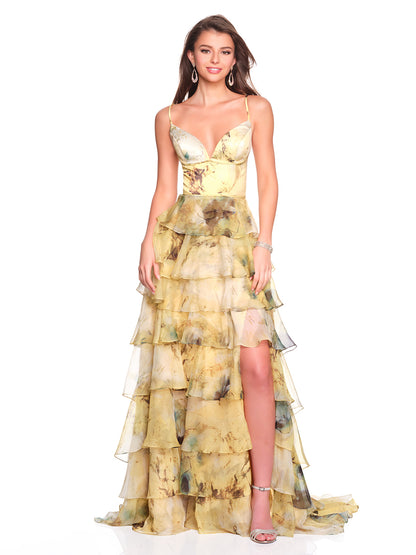 SOFT FLOWY TIERED PRINTED DRESS