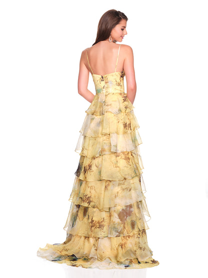 SOFT FLOWY TIERED PRINTED DRESS