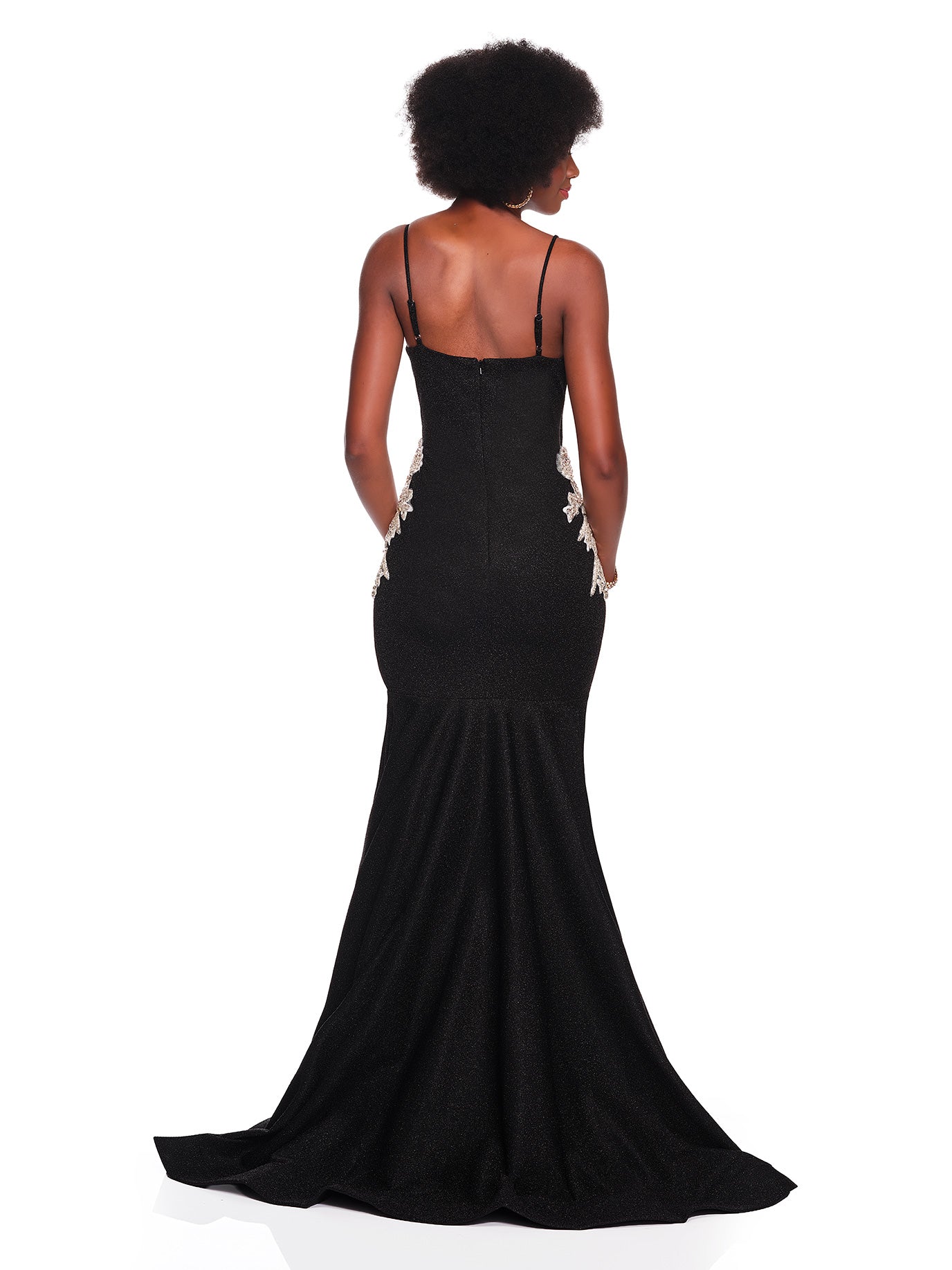 FITTED SHIMMER DRESS WITH HEAVILY EMBELLISHED BODICE