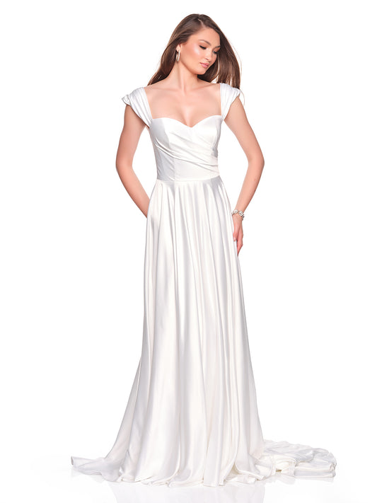 THICK STRAP BRIDAL SATIN GOWN, STRAPS CAN ALSO BE WORN OFF THE SHOULDER
