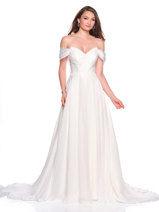 OFF THE SHOULDER BRIDAL GOWN WITH LACE UP BACK