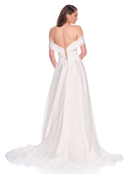 OFF THE SHOULDER BRIDAL GOWN WITH LACE UP BACK