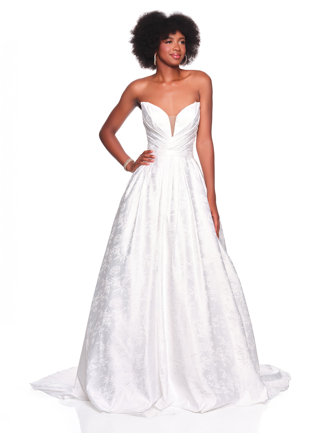 STRAPLESS BROCADE BALLGOWN BRIDAL DRESS