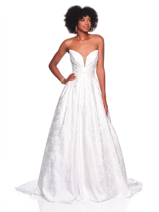 STRAPLESS BROCADE BALLGOWN BRIDAL DRESS