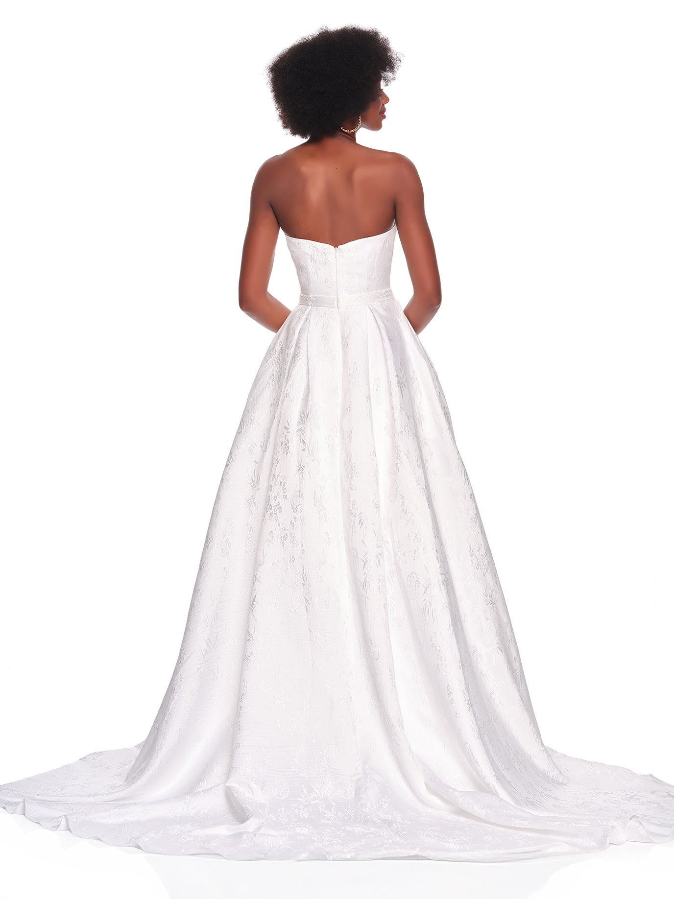 STRAPLESS BROCADE BALLGOWN BRIDAL DRESS