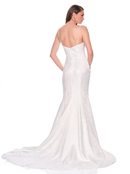 SPAGHETTI STRAP FITTED BROCADE BRIDAL GOWN