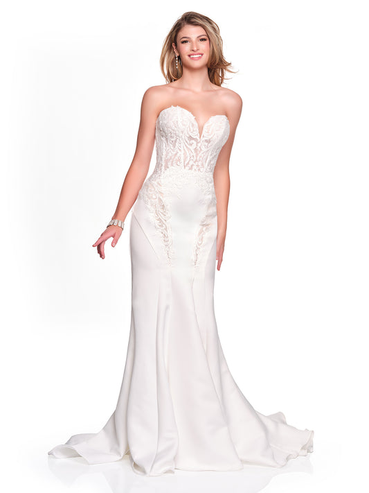 FITTED ILLUSION SIDE CUT OUT CREPE BRIDAL GOWN
