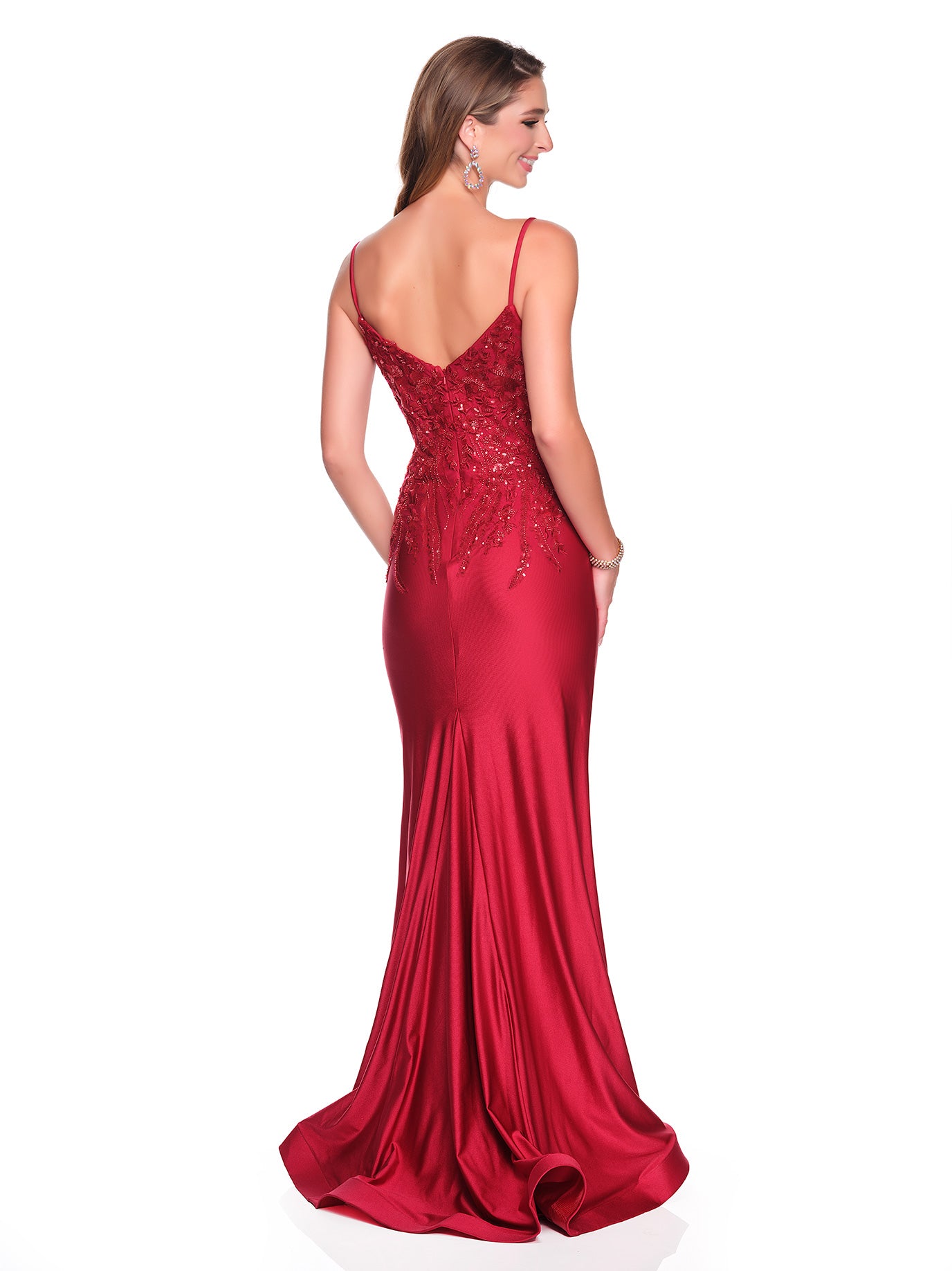 JERSEY DRESS WITH BEAD AND SEQUINS DETAIL