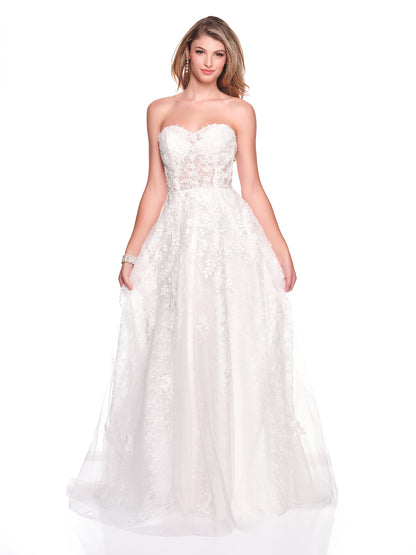 SWEETHEART BODICE BRIDAL GOWN WITH APPLIQUES