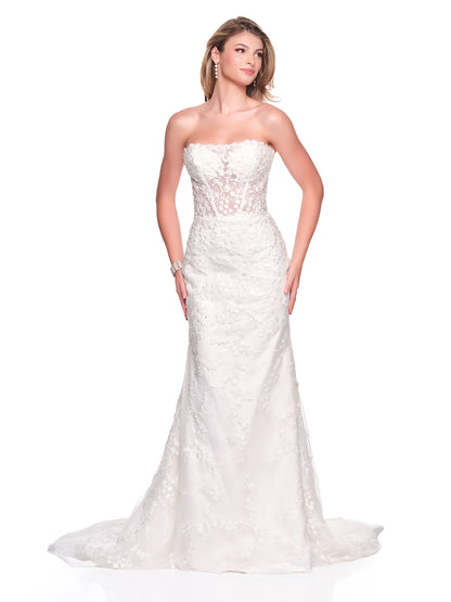 STRAPLESS FITTED ILLUSION BODICE BRIDAL GOWN