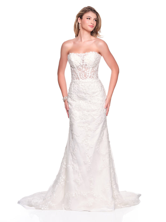 STRAPLESS FITTED ILLUSION BODICE BRIDAL GOWN