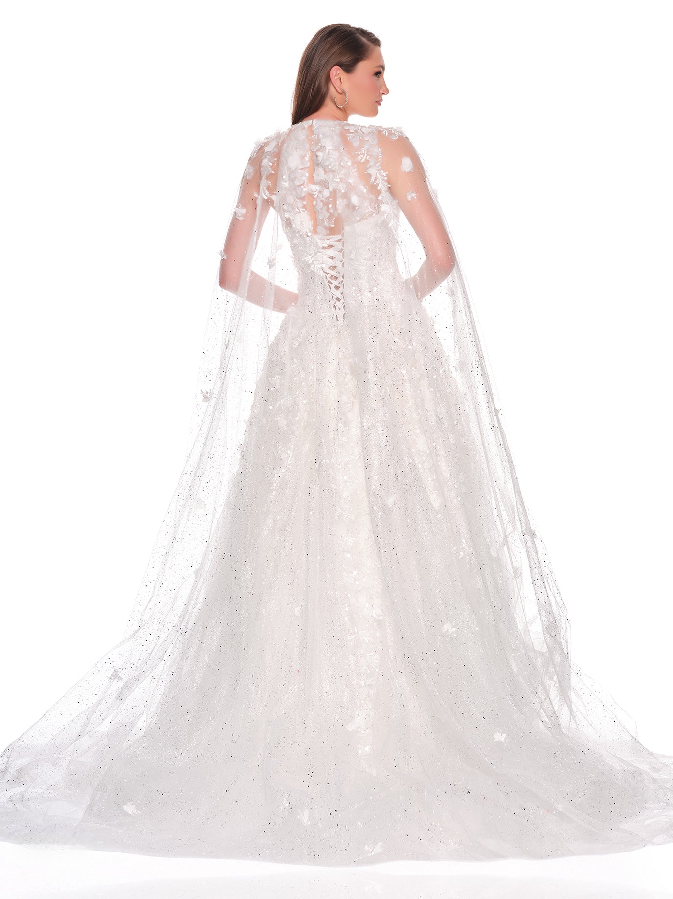 CAPED HIGH NECK BRIDAL BALLGOWN DRESS