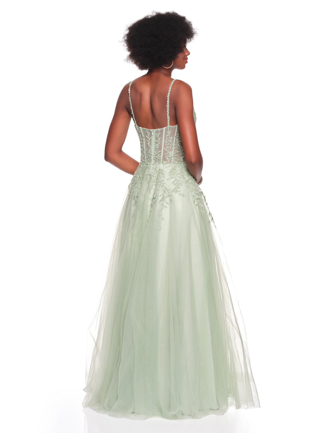 TULLE BALLGOWN WITH WITH EMBROIDERED TOP BODICE