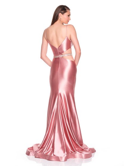 HEAVILY BEADED SIDE CUT OUT DRESS