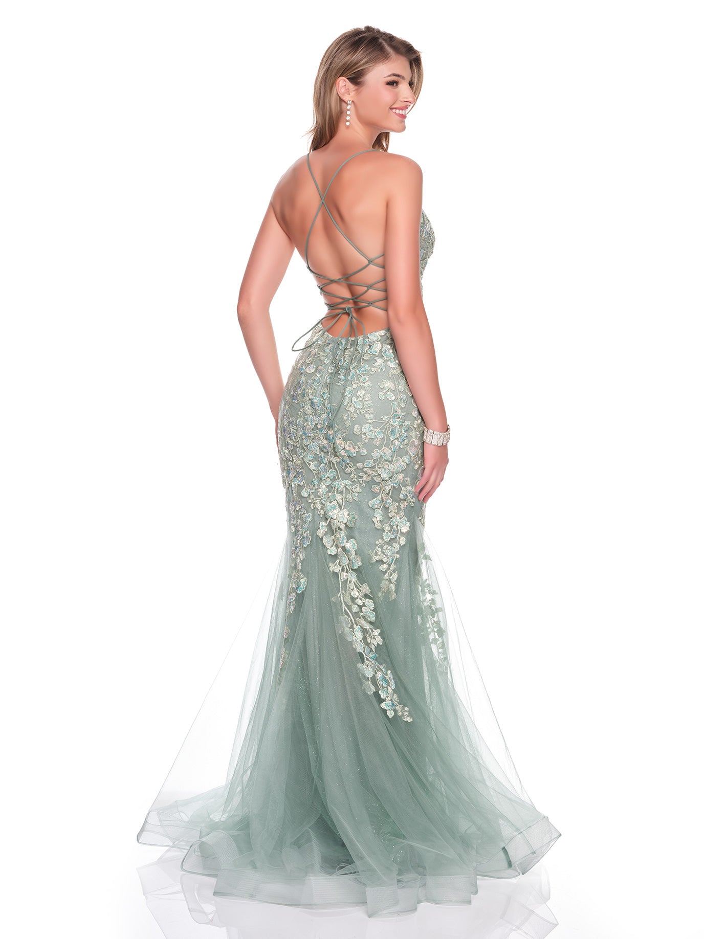 MERMAID DRESS WITH SEQUIN EMBROIDERY APPLIQUES