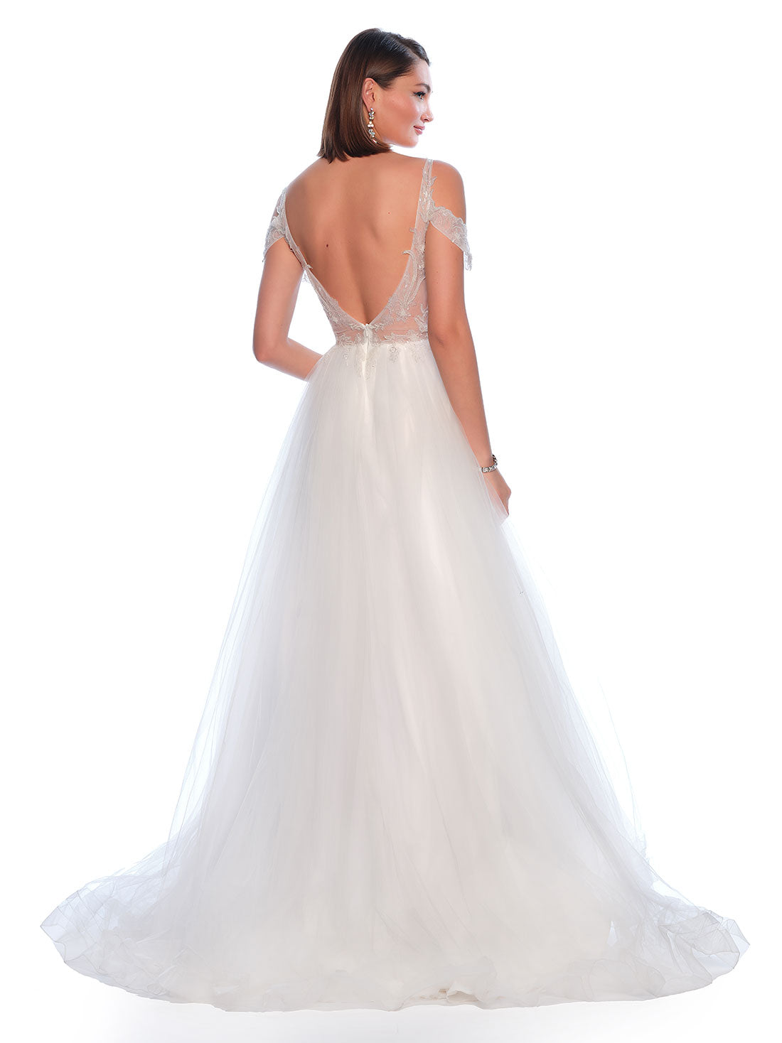 SWEETHEART ILLUSION OPEN SHOULDER LACEY BALLGOWN WEDDING GOWN