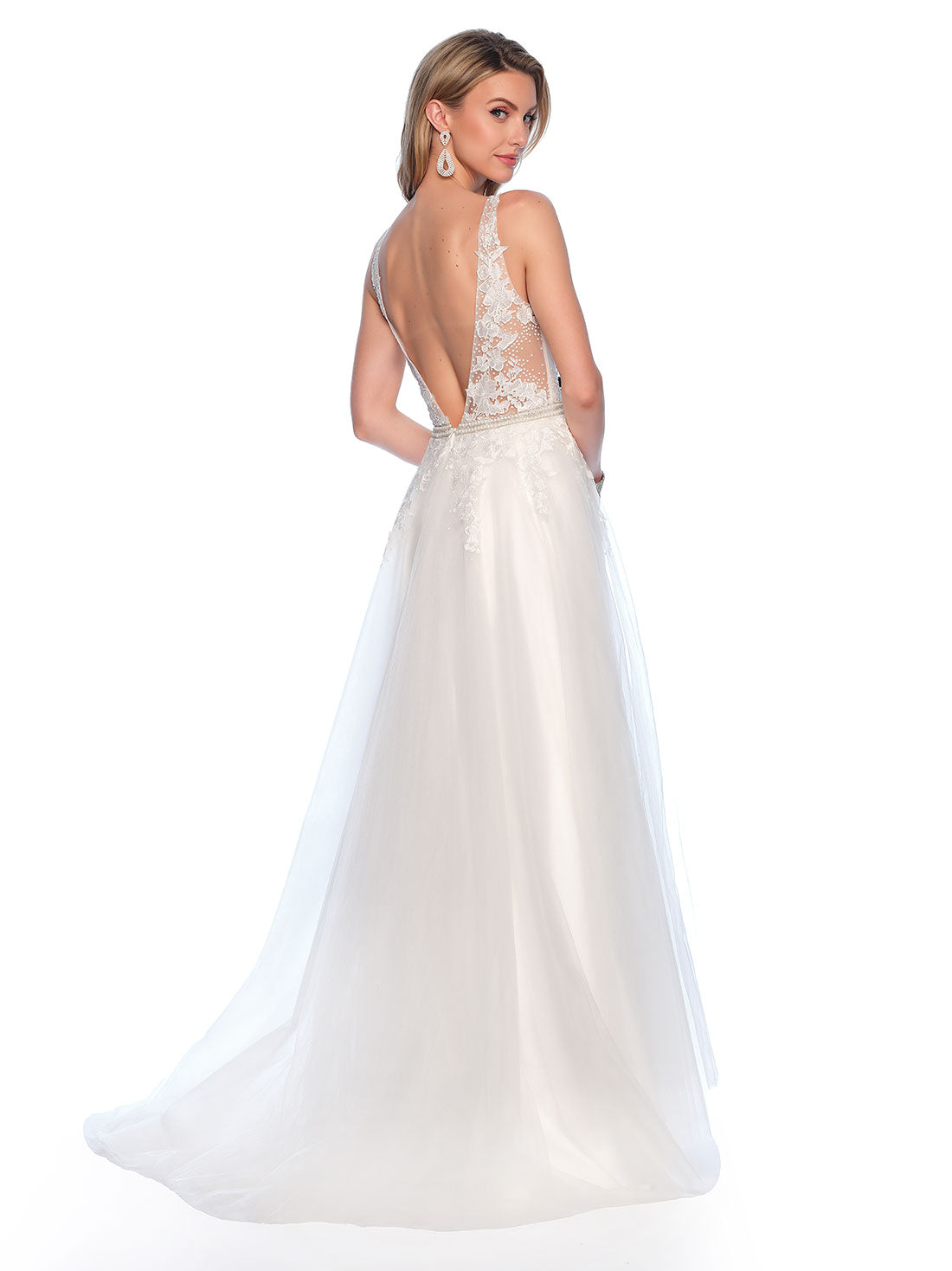 PLUNGE BELTED SCOOP BACK BALLGOWN WEDDING GOWN PLUS SIZE