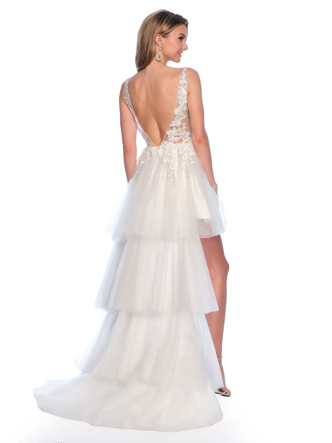 HIGH LOW TIERED WEDDING DRESS