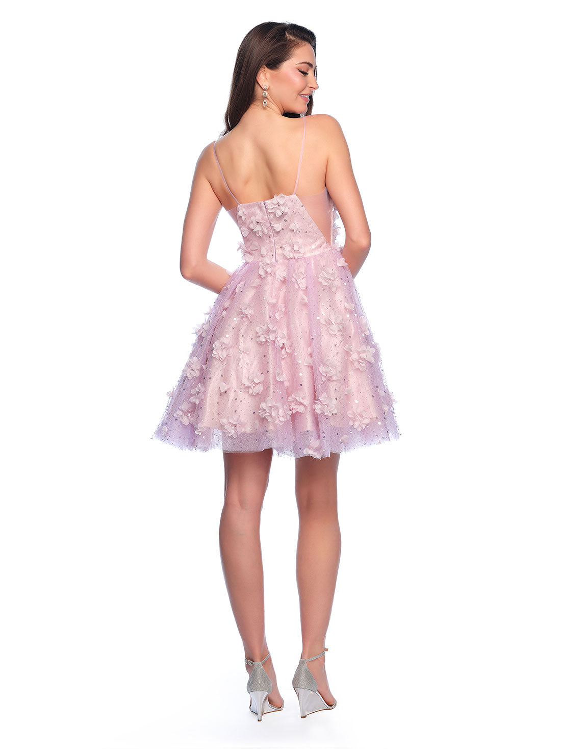 TULLE DRESS WITH 3D FLORAL DETAIL