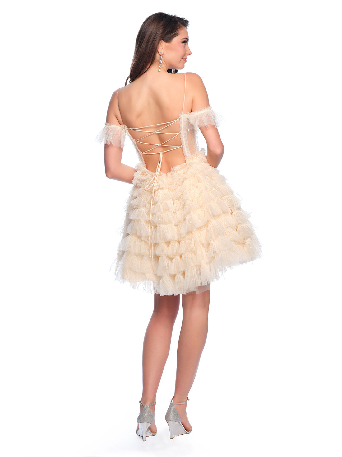 CUPCAKE TIERED LAYER DRESS WITH SEQUIN ACCENTS Dave & Johnny CUPCAKE TIERED LAYER DRESS WITH SEQUIN ACCENTS Dave & Johnny