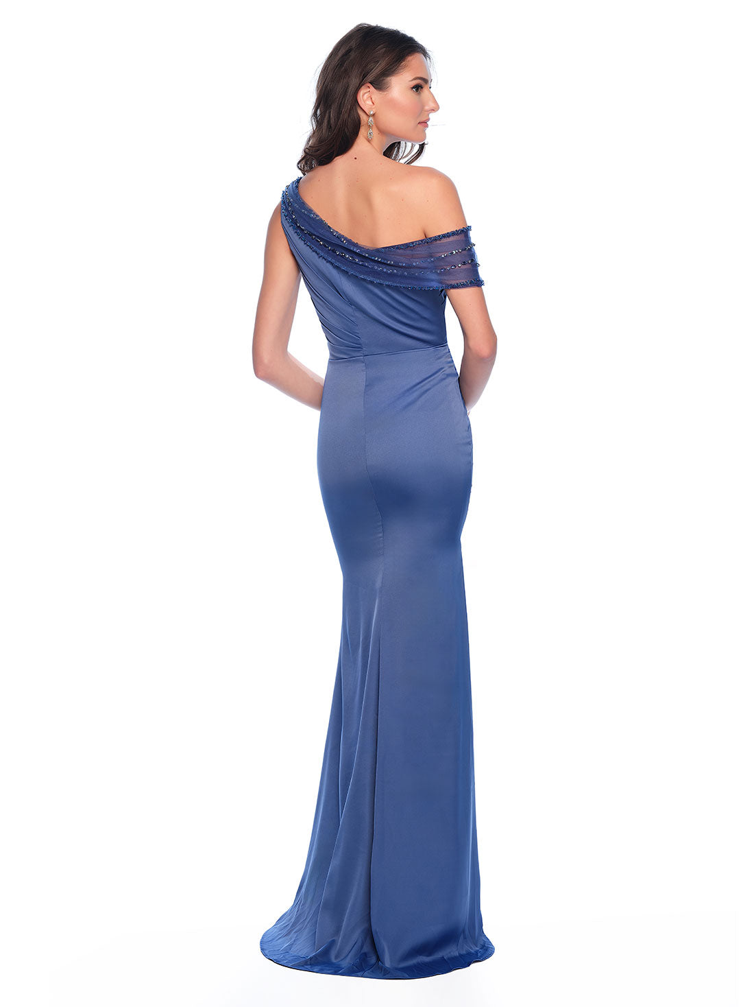 ASYMMETRICAL ONE SHOULDER SATIN GOWN