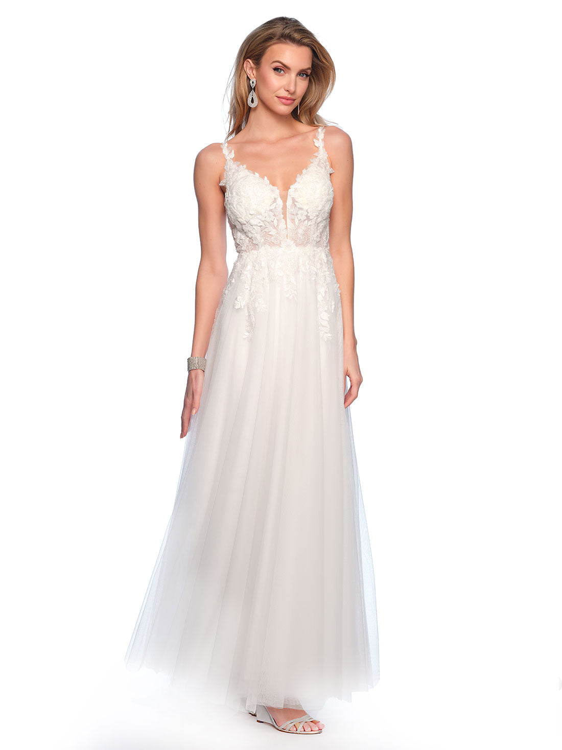 3D BEADED BODICE WITH FLOWY TULLE SKIRT – Dave & Johnny