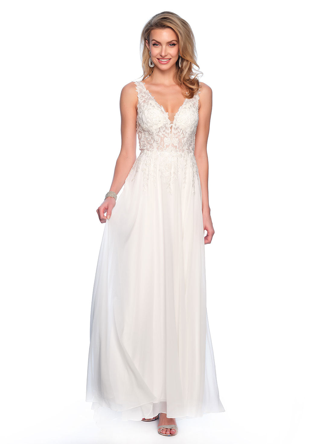 CHIFFON GOWN WITH BEADED EMBROIDERED BODICE