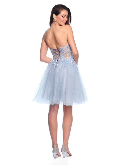 TULLE DRESS WITH 3D DETAIL AND LACE UP BACK