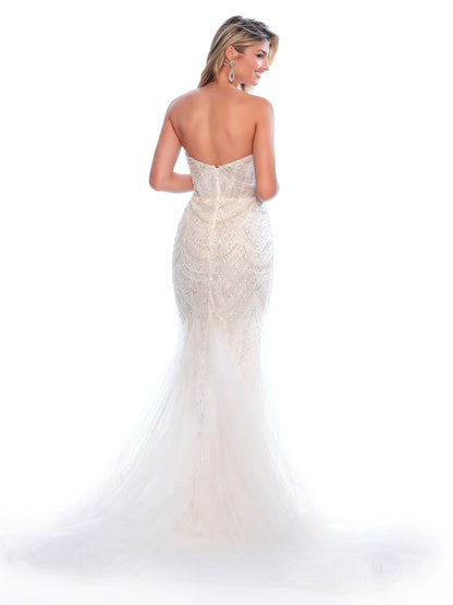 2PC BEADED MERMAID GOWN WITH CAPE