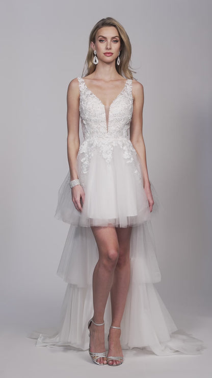 HIGH LOW TIERED WEDDING DRESS