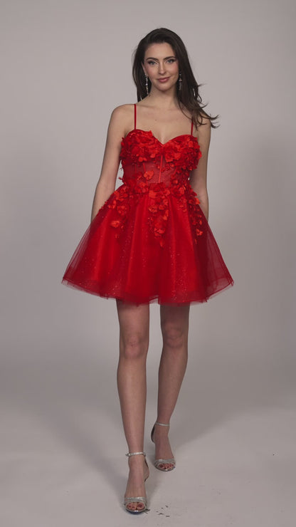 3D SWEETHEART BODICE DRESS WITH TULLE SKIRT