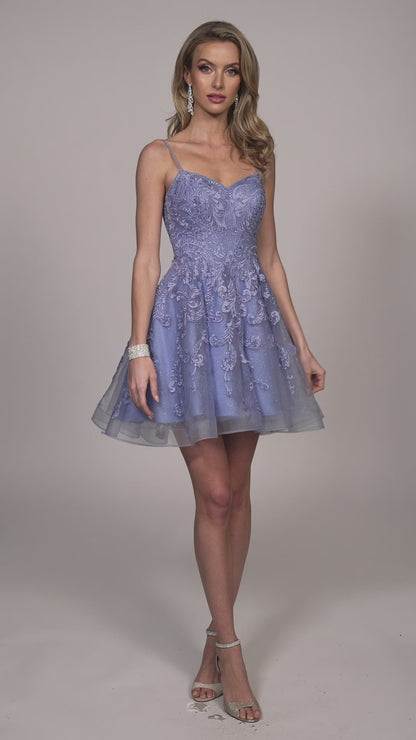 EMBROIDERED SHIMMER TULLE DRESS LACE UP BACK