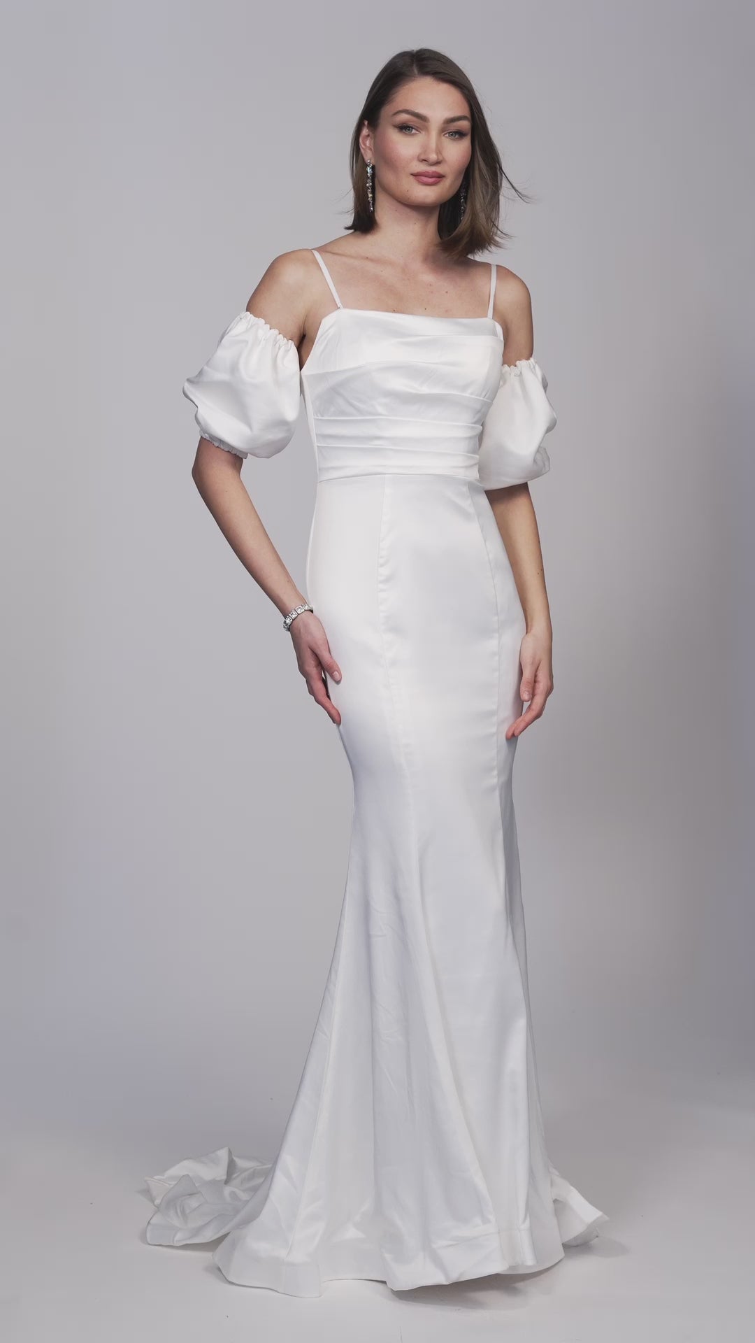 SHARP PUFF SLEEVE MERMAID WEDDING GOWN - Dave & Johnny